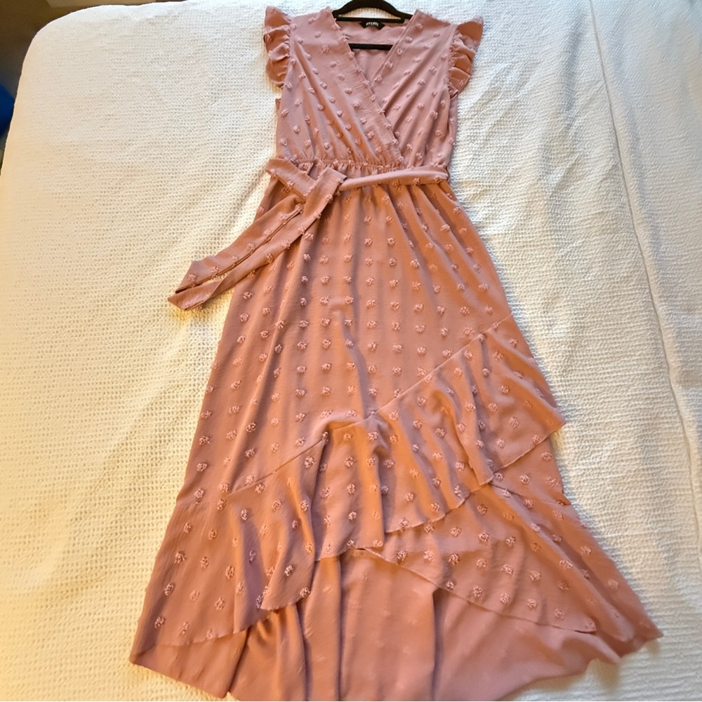 Pink Ruffle Midi Dress size medium - Picture 3 of 9